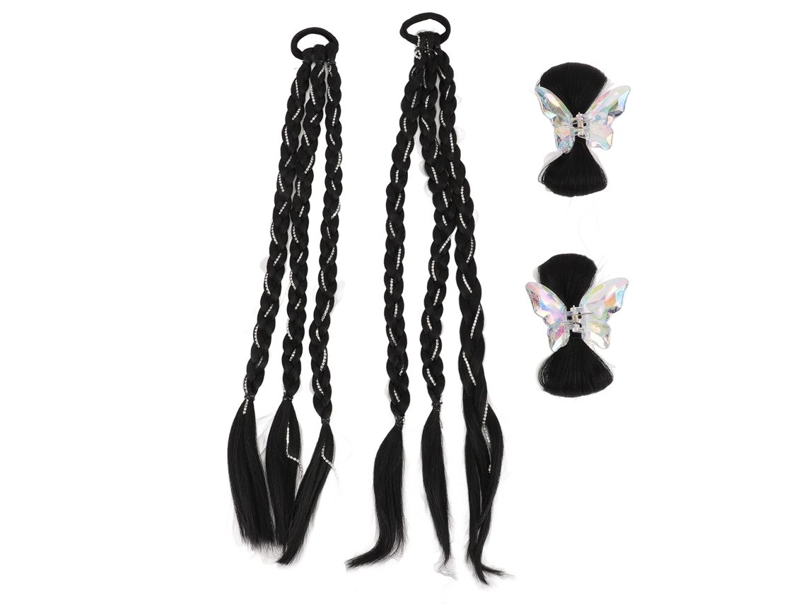 Extensiones De Cabello Trenzado Sintético Negro Para Mujeres Con Cintas Y Cadenas De Boxeo