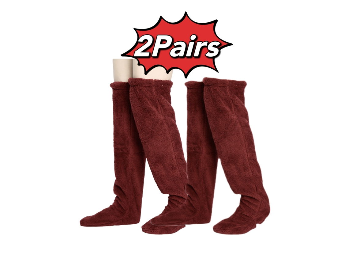 2 Pares De Calcetines Por Encima De La Rodilla, Calcetines Altos Cálidos De Invierno, Calentadores De Piernas Cálidos (claret) Cuich