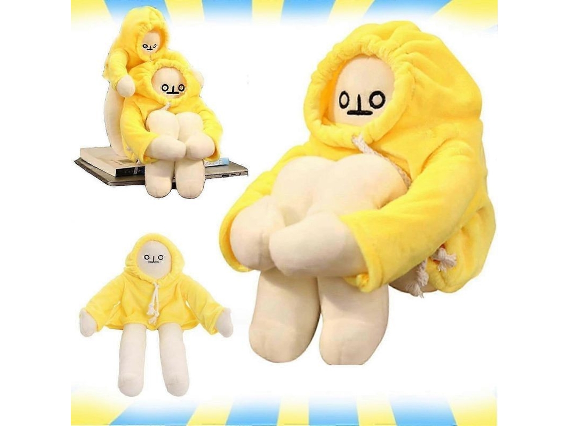 Peluche De Banana Man, 36 Cm, Amarillo, Con Manos De Acero Flexible Y Magnéticas.