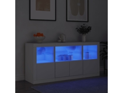 Aparador | Mueble De Comedor | Buffet Con Luces Led Blanco 142,5x37x67 Cm Wsd433466