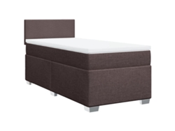 Maison Exclusive - Cama Box Spring Con Colchón Tela Marrón Oscuro 90x200 Cm