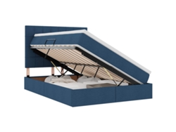 Maison Exclusive - Cama Con Almacenamiento Y Led Azul 140 X 200 Cm Poliéster