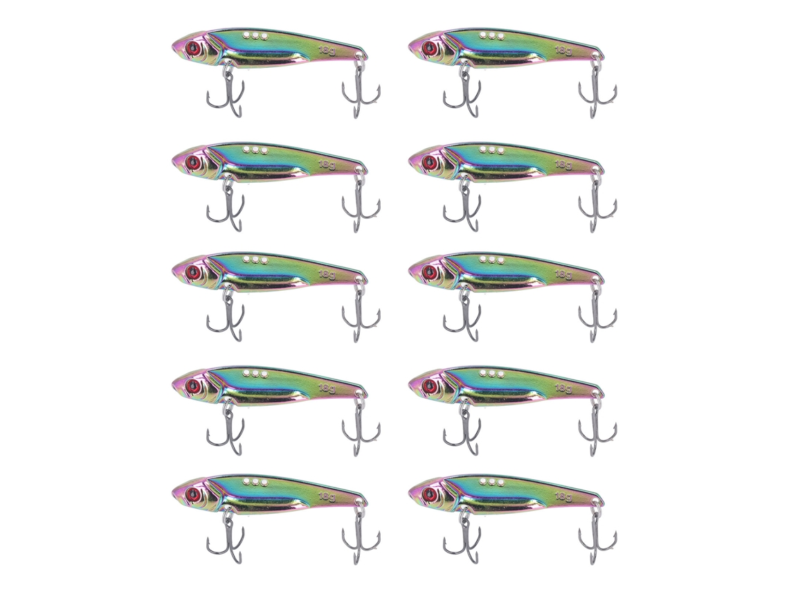10 Señuelos Artificiales Con Forma De Pez, Fabricados En Aleación De Aluminio Con Aleta, Para Pesca.