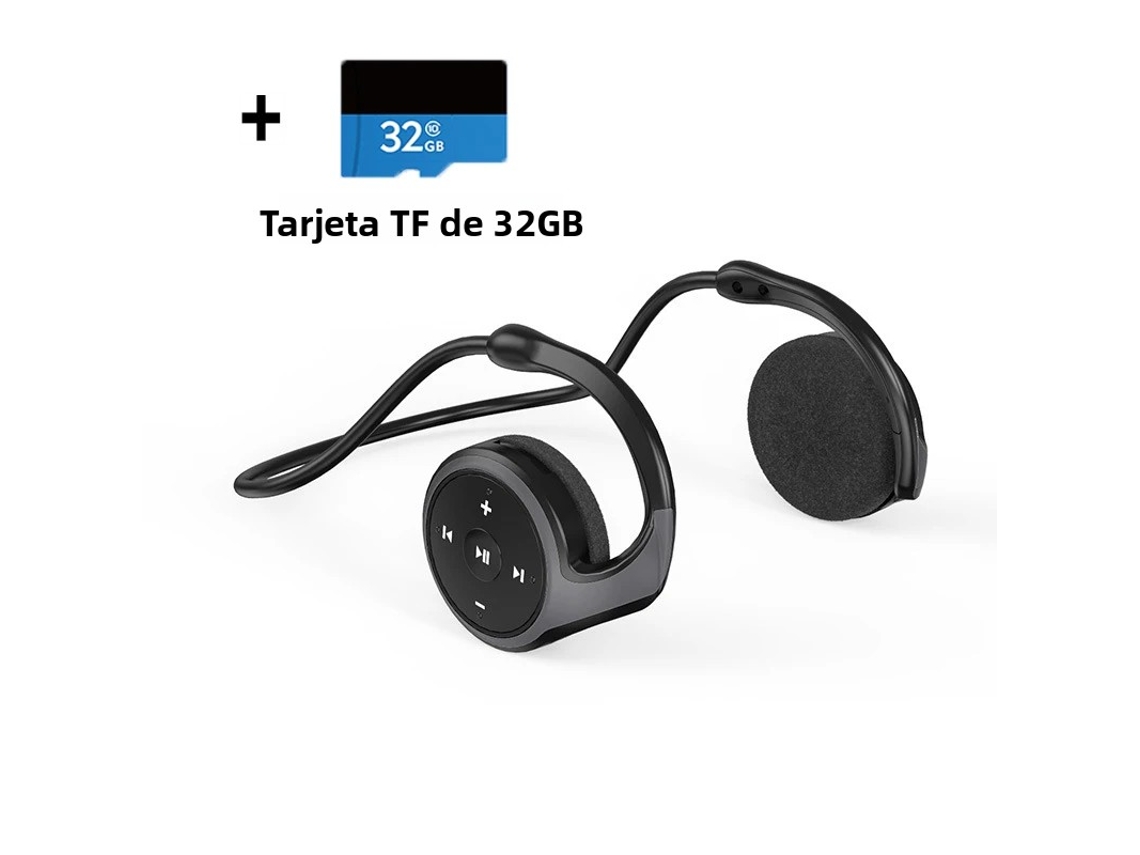 Fones de Ouvido Mp3 Sem Fio Bluetooth com Rádio Fm, Entrada para Cartão e Microfone. MDUG (preto + Cartão de 32 Gb)