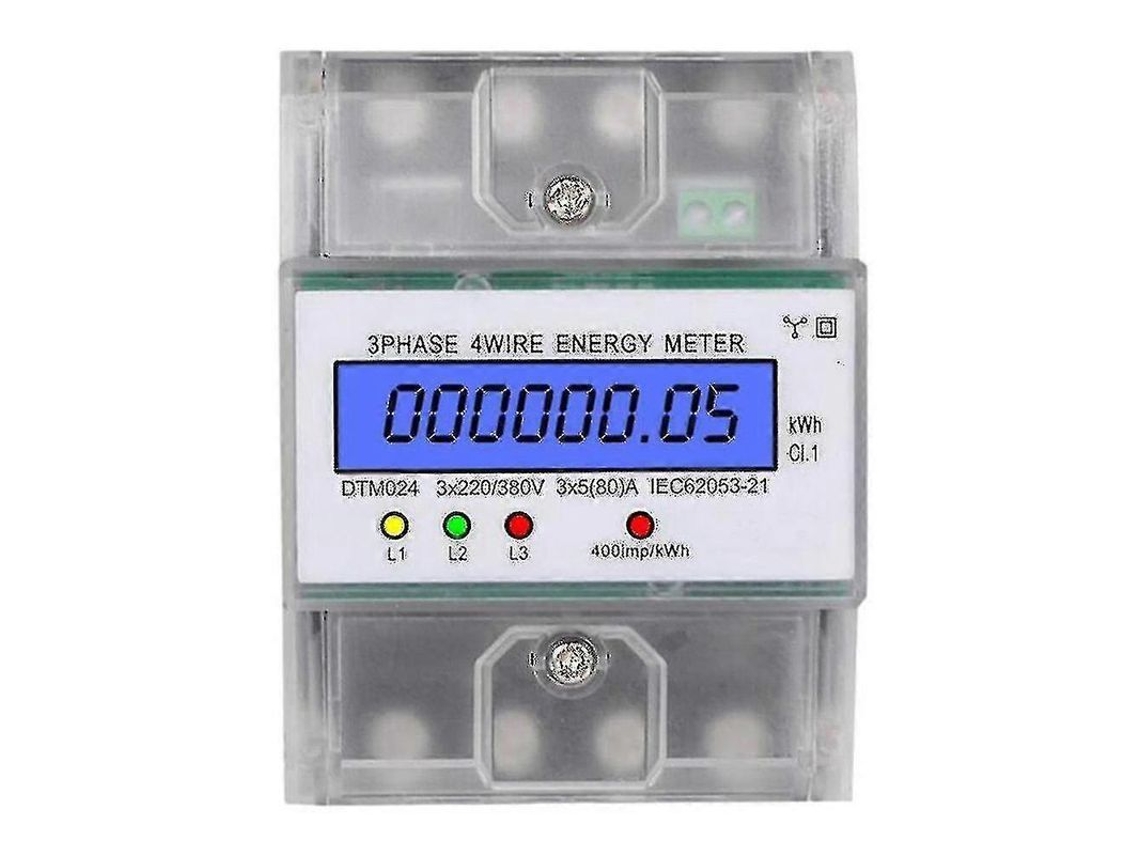 Fasst-medidor De Energía Trifásico 4 Hilos 220/380v 5-80a Digital Con Lcd Backlight Instalación Din Rail Clase 1.0