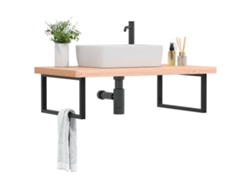 Estante De Lavabo De Pared De Acero Y Madera Maciza De Haya
