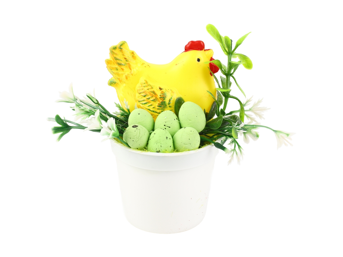 Jarrón De Pascua Reutilizable Decorado Con Huevos Y Pollitos Para El Hogar, La Tienda O El Centro Comercial.