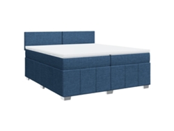 Maison Exclusive - Cama Box Spring Con Colchón Tela Azul 200x200 Cm
