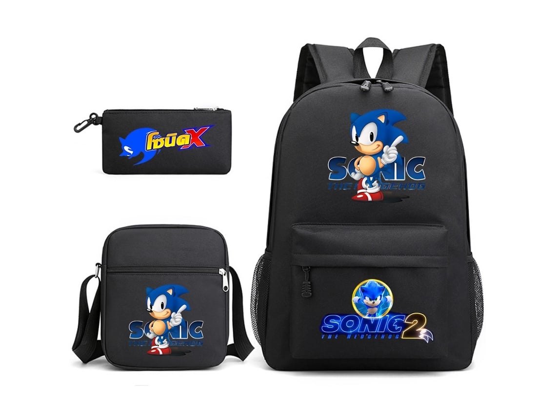 Mochila Sonic Student De 3 Piezas, Diseño Casual. Es Un Producto Educativo Y Resistente Que Se Adapta Perfectamente A Los Niños, Lo Que Lo H