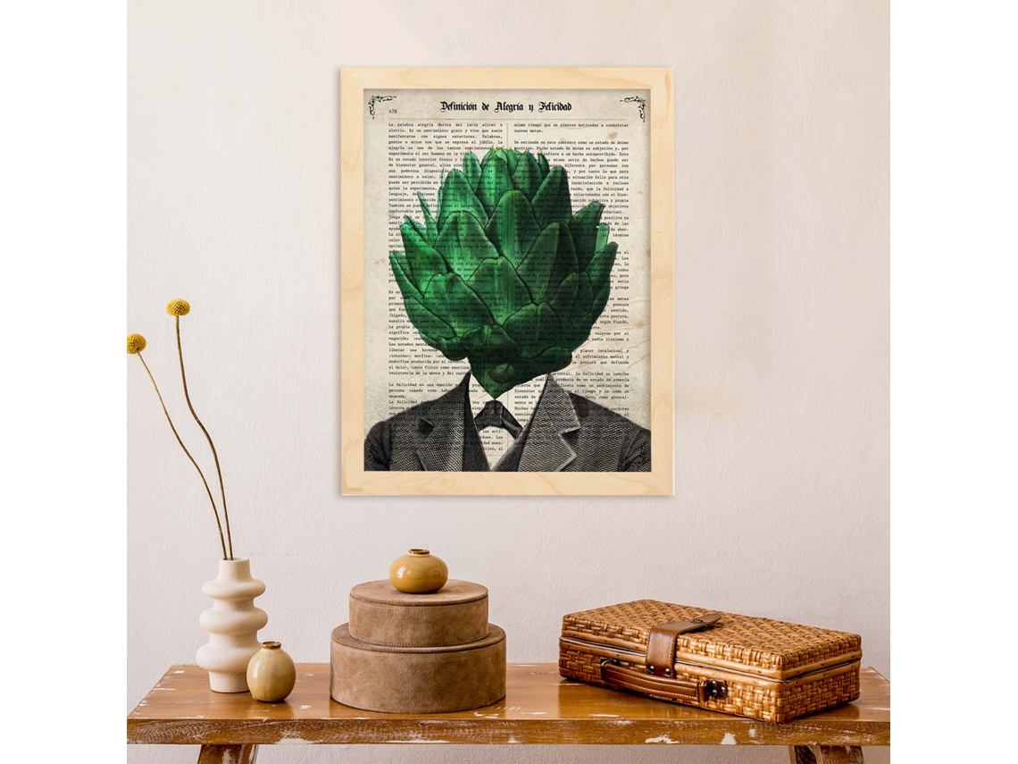 Poster De Verduras Humanas. Lámina Mr. Alcachofa. Cuadros De Humanos Con Cabezas De Verdura.
