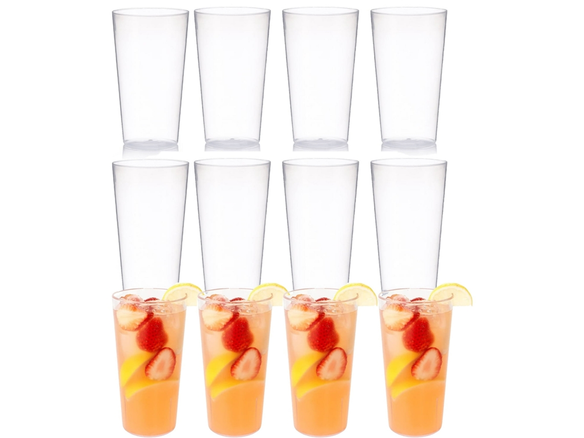 Vasos de plástico reutilizables, resistentes a la rotura, transparentes, apilables y resistentes a las bebidas con ventosas.