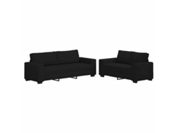 Conjunto de sofá de 2 piezas con cojines en tela negra MAISON EXCLUSIVE