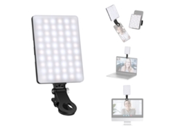 Luz para selfies con clip para teléfono delantero y trasero, alta potencia 60 LED 2000 mAh CRI 95+, luz de clip portátil para computadora, luz de relleno de video TikTok Negro CHRONUS