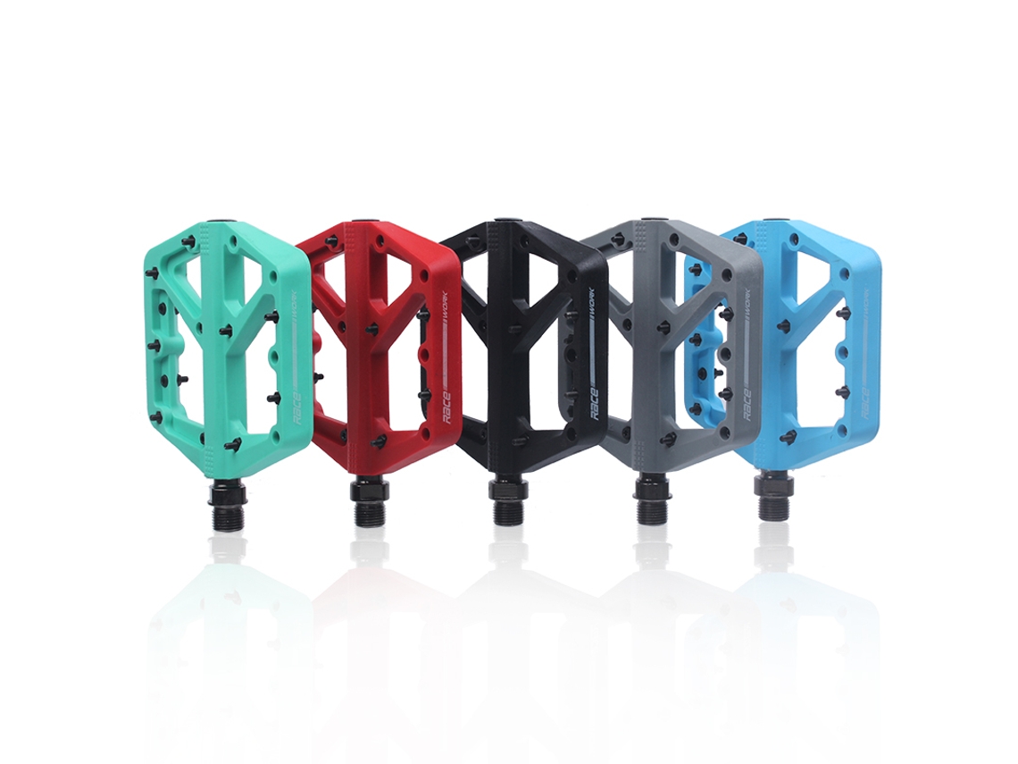 Pedales Racework para bicicleta de montaña, ultraligeros, de nailon, con plataforma plana para BMXvayotoy