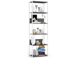 Estantería Loft 60 Cm Akord Metálica Blanco Con 6 Estantes En Gris 60x32x191 Cm