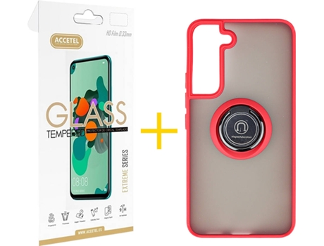 Carcasa + Protector de Pantalla para Samsung Galaxy S22 Plus 5G ACCETEL Rojo