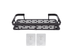 Cesta De Ducha De Aluminio Resistente A La Corrosión Con Estante Adhesivo Para Baño/cocina - Negra