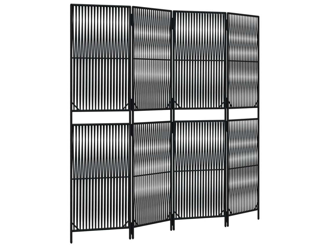 Biombo de 4 paneles ratán VIDAXL sintético negro
