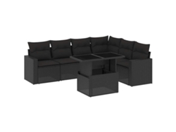 Maison Exclusive - Set De Sofás De Jardín 7 Pzas Con Cojines Ratán Sintético Negro