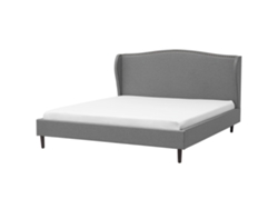 Cama con somier BELIANI Colmar de Poliéster Gris 192x215x107