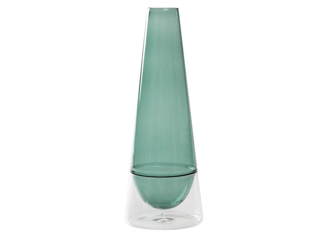 Jarrón Conosfera 163 De Vidrio Borosilicato Soplado A Mano, Diseño Esbelto Y Elegante, Técnica Incalmo, Color Verde Lago, Altura 163 Centímetros.