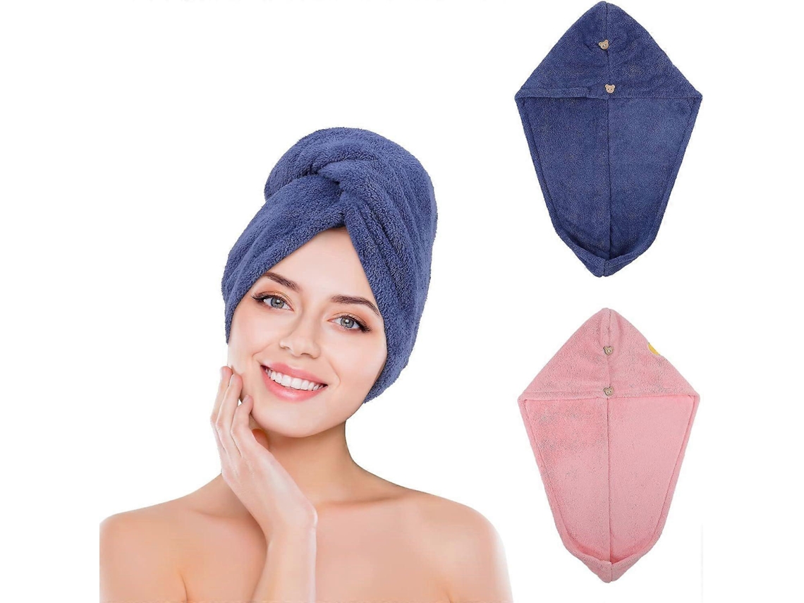 Toalla turbante para el cabello Rosewell, 2 piezas, turbante de doble capa, secado rápido