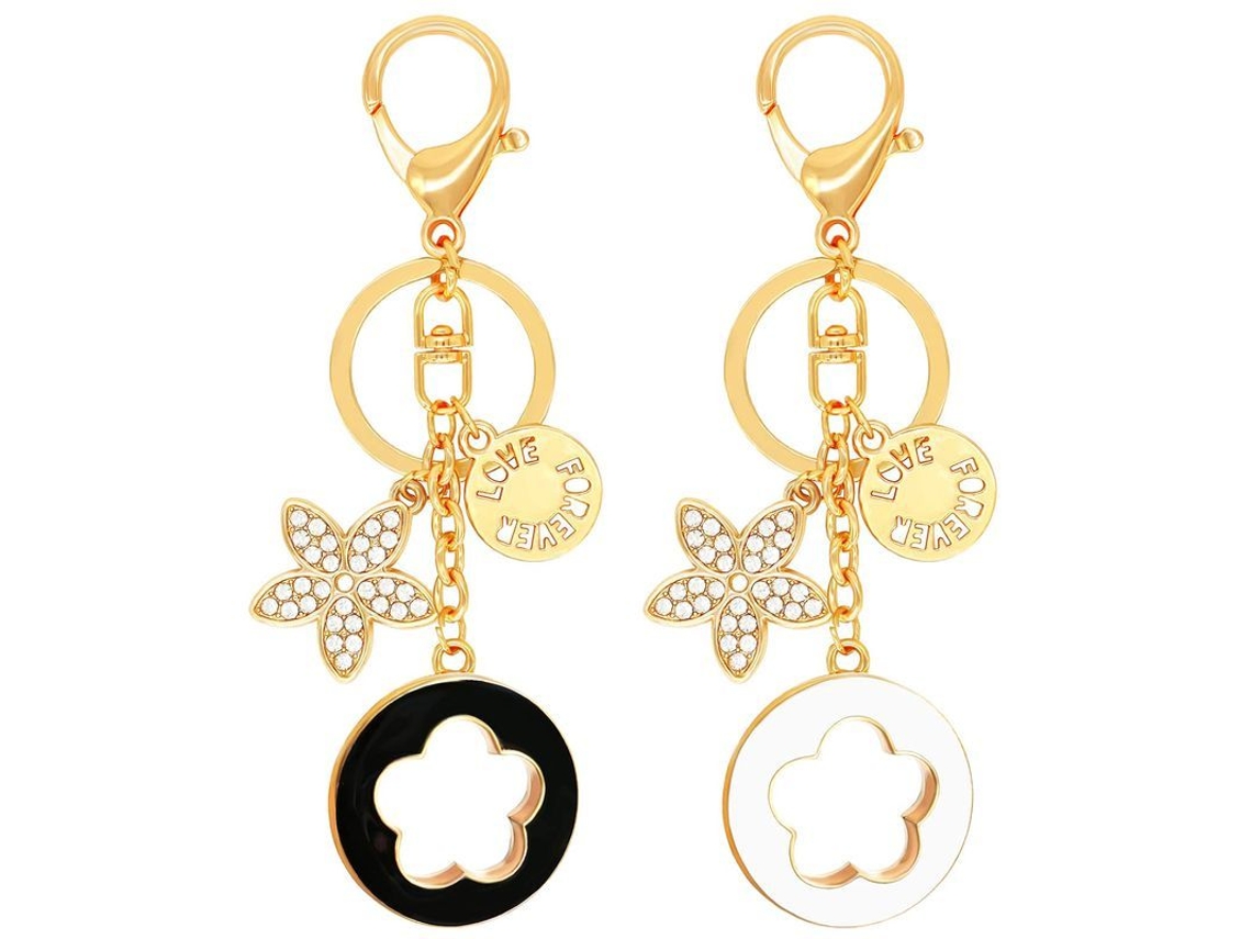 2026rebe-llaveros Linjou 2 Piezas Para Mujer, Flores Con Cristales, Brillantes, Llavero De Coche, Regalo
