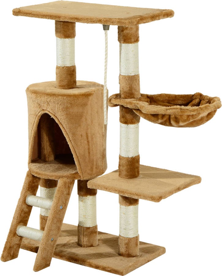 Para Gatos Rascador 30x55x96 cm con nido plataforma caseta escalera cuerda de juego tablero madera y cubierto felpa d30022