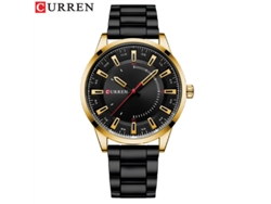 Reloj Casual Para Hombre (dorado Y Negro), Resistente Al Agua, Correa De Acero, Esfera Grande.