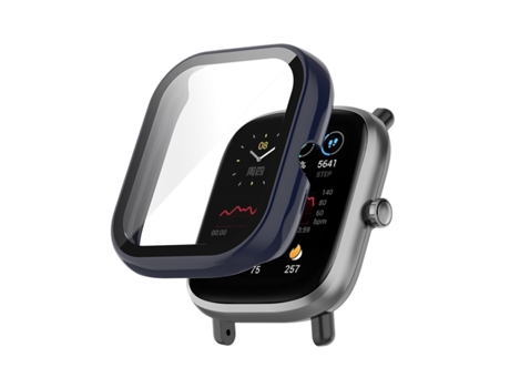 Amazfit Bip U/Bip U Pro/Pop/Pop Pro Part + Funda protectora integrada de vidrio templado (pintura azul)