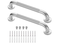 Barras de apoyo para ducha (paquete de 2), 40 cm, acero inoxidable, antideslizantes, seguridad para el baño, silla de ducha, taburete