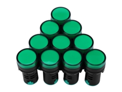 10 Unidades De Indicadores Luminosos Led De Señalización De 24 V Y 22 Mm, Color Verde, Para Equipos Eléctricos.