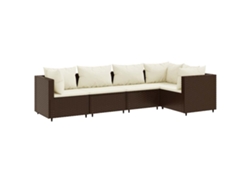Maison Exclusive - 5 Pcs Conjunto Lounge Jardim C/ Almofadões Vime Pe Castanho