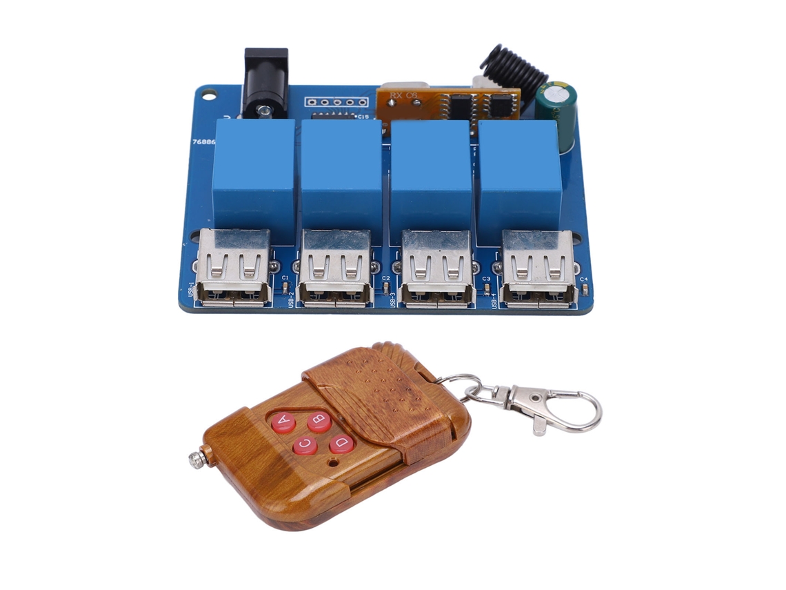 Módulo De Alimentación De Cc De 4 Canales Y 5 V Con Entrada Tipo C/dc2.1 Y Salida Usb, Que Incluye Control Remoto.