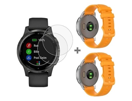 Correa De Reloj Inteligente Para Garmin Vivoactive 4S 2 Piezas Con Película De Vidrio Templado Naranja De 2 Piezas VENISYMLIS