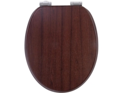 Asiento de inodoro con tapa, cierre suave, aspecto de madera oscura (como Gokoco)