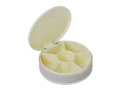 Pastillero Redondo Portátil Con 6 Compartimentos Y Cierre A Presión Antioxidante Para Pastillas Pequeñas.