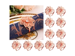 Anel para Toalha de Mesa Floral, Decoração de Mesa para Casamento e Natal (ouro Rosa 12 Unidades)