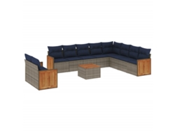 Maison Exclusive - Conjunto De Sofá De Jardín De 11 Piezas Con Cojines, Poliratán Gris