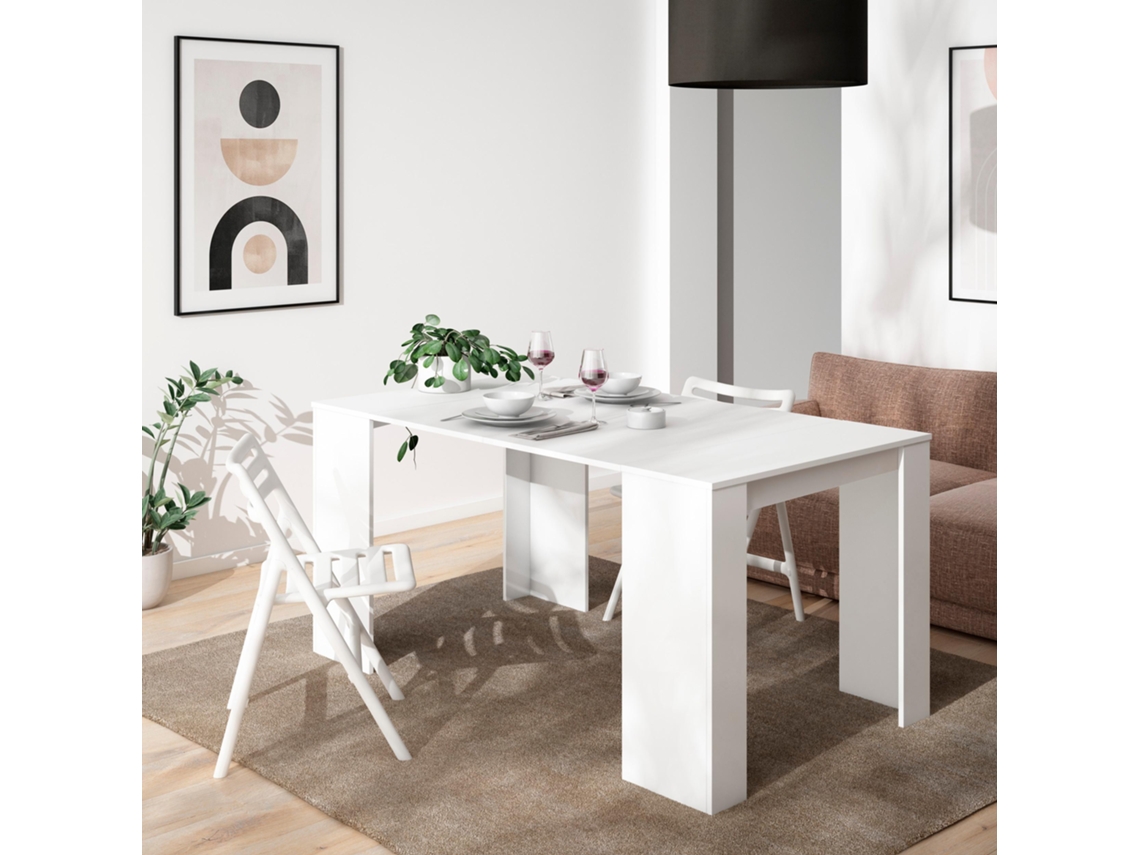Mesa Consola extensible 160 Para 8 comensales Comedor y cocina Blanco SKRAUT HOME