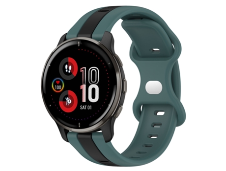 Correa de reloj inteligente para Garmin Venu 2 Plus 20 mm Hebilla de mariposa de silicona bicolor (verde + negro)