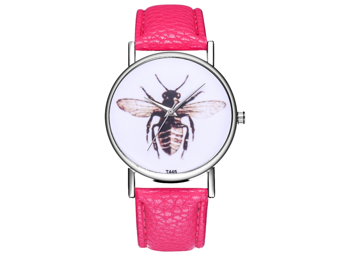 Reloj Analógico De Cuarzo Con Correa De Cuero Pu Hombre Deportivo (rojo Rosa)