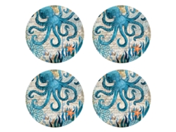 Posavasos de piedra con soporte, base de corcho con temática de playa tropical, para regalos de nuevo hogar NEVEANCE