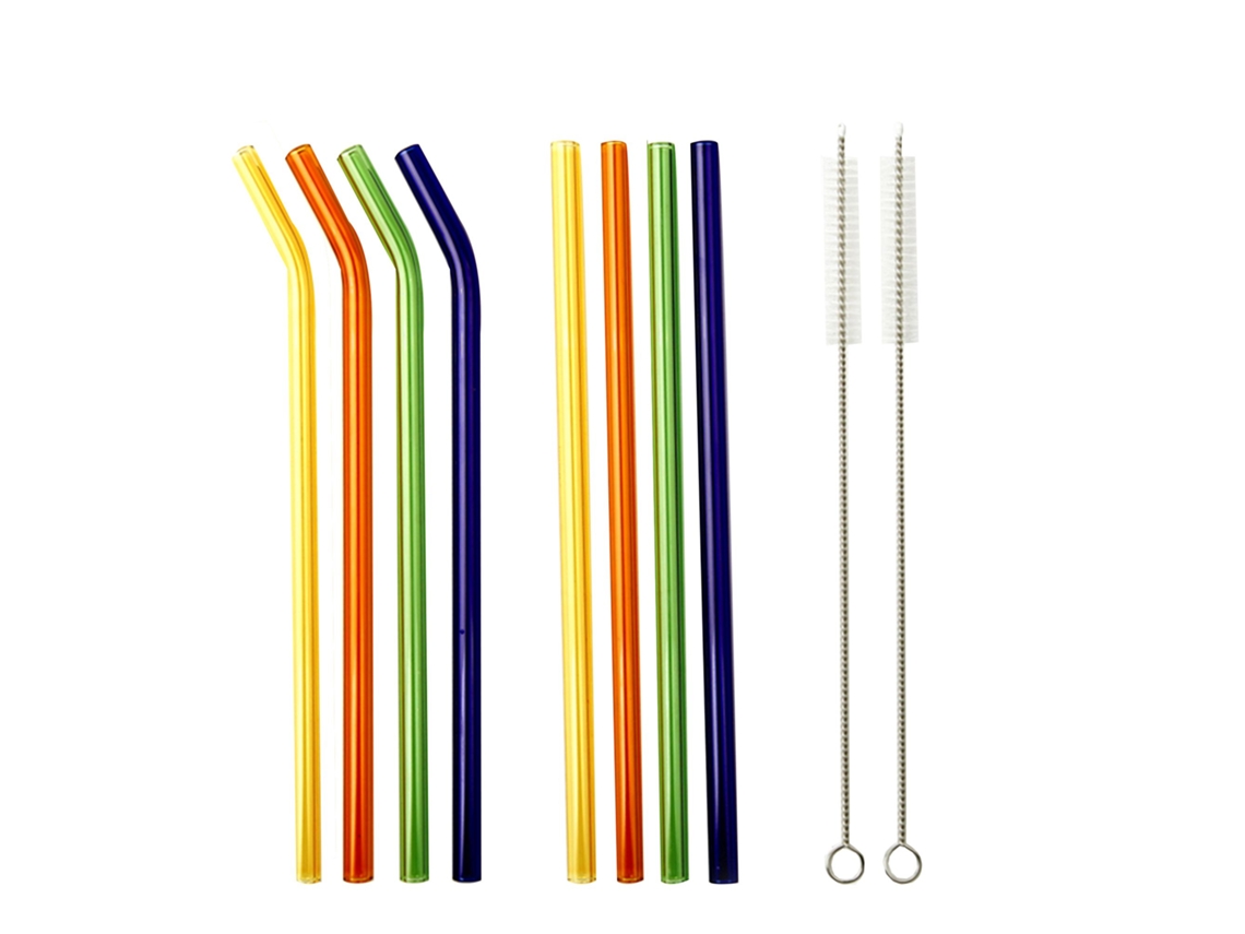 Juego de pajitas de cristal reutilizables de colores variados LA VAGUE Smoothie Party