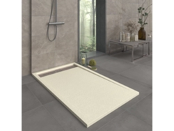 Base de ducha Orion de resina beige de 180x80 cm con rejilla de acero inoxidable RC