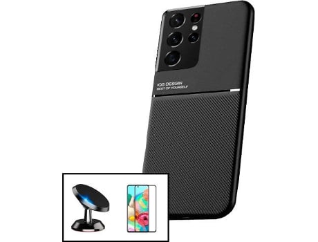 Carcasa + Protector + Soporte Magnético Samsung Galaxy S21 Ultra 5G PHONECARE Magnetic Lux Negro