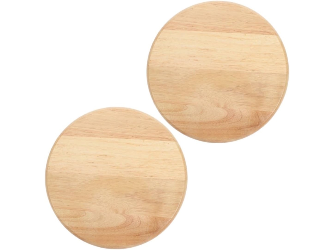 Juego De 2 Cojines Redondos De Madera Maciza De 29,5 Cm Con Bordes Biselados.
