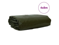 Lona verde oliva de 650 g/m² de 4 x 8 m con revestimiento de PVC.