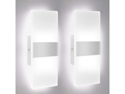 Lámpara De Pared Led Interior Moderna 12w 6000k Blanco Frío Acrílico Para Salón Dormitorio Baño Pasillo 2 Unidades