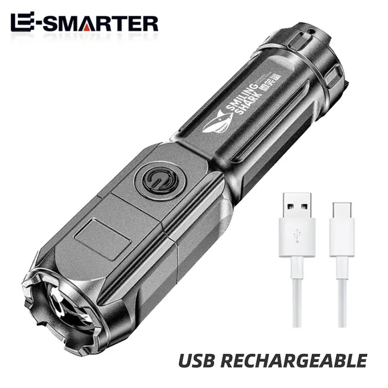 Linterna LED potente - Zoom telescópico - Potente haz de luz - Portátil - Reflector de largo alcance - Ideal para acampar